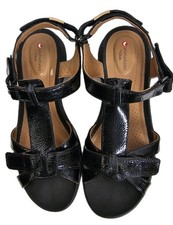 Clarks Un Adorn Vibe Unstructured Ladies Black Patent Leather Sandals UK 5.5 D
