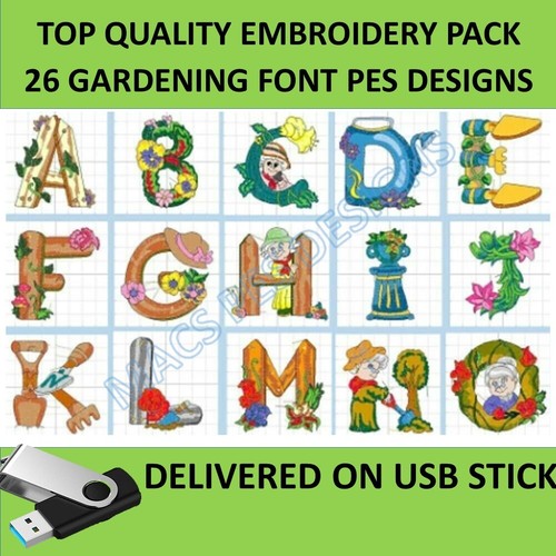Garden alphabet pes designs - alphabet,