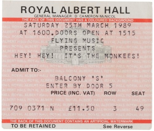 The monkees concert ticket - the,