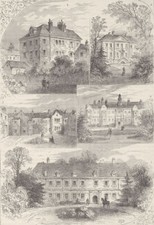 CHELSEA. Old Mansions in Chelsea. London c1880 antique print picture