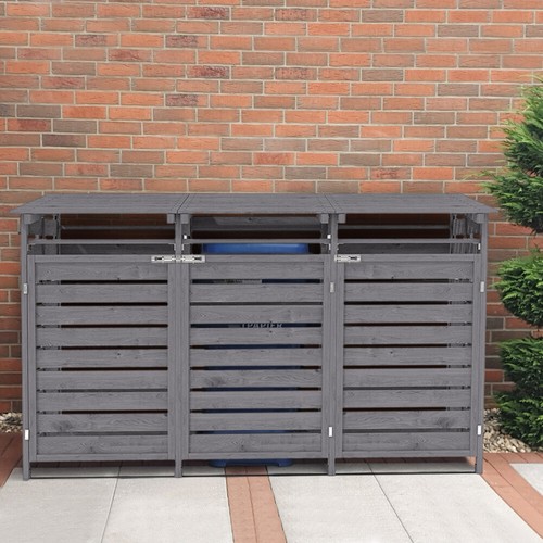 Wooden triple wheelie bin - triple,