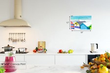 SC558 seaside beach huts landscape Scenic Wall Art Picture Large Canvas Print