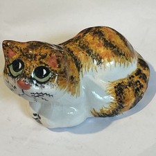 Ceramic Ginger Tabby Cat Figurine Ornament Small Knick Knack Gift