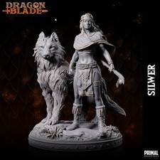 Female Elf Silwer with Wolf |
