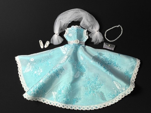 1960s ball gown dress blue