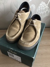 Clarks Travel Lite Mens Beige Sand Suede Leather Moccasin Wallaby Shoes UK 8 G