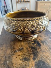 Vintage Arthur Wood Earthenware Bowl Ochre Floral Planter Decor L/S Victoria