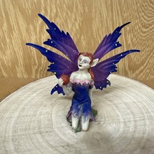 Fantasy Fairy Sitting Statue With Tin Plate Wings 7FR132 12CM HIGH (734A)