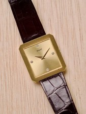 1970s Piaget Protocole 18K YG 4 Diamond Indices Champagne Dial OG Buckle+Leather