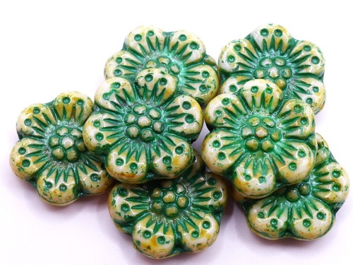 14mm czech pressed glass - pressed, flat