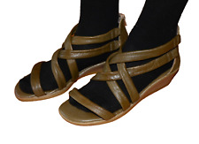 Lotus Footflex Ladies Sage Green Leather Wedge Heel Strappy Sandals Shoes UK 7