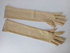 (786) Vintage Gold Lurex Metallic Look Opera Length Evening Gloves # Worn Once