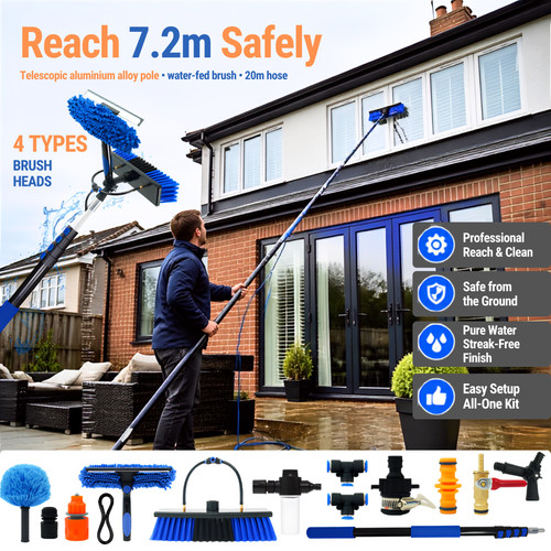 Water fed telescopic pole - fed,