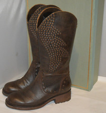 ASH Mid-calf Biker Boots Dark Brown Studded Leather 36 | UK 3 | US 5 WIDE GC