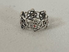 PANDORA Posy Open flower bow Silver ring with pink CZ stones, NEW,  Original Box