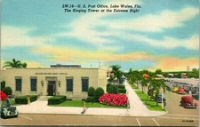 Vtg Postcard 1940s Curteich Linen - Lake Wales, FL Florida Post Office Unused