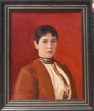 Young Woman Against Red