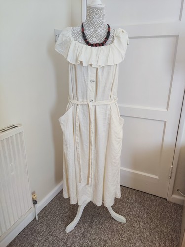 Womens beige linen dress - linen,