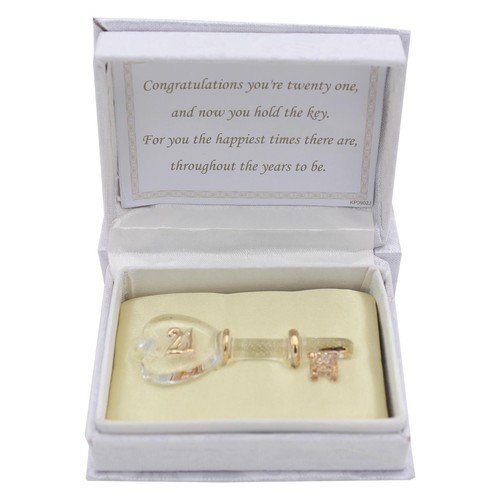 Glass 21st birthday key - glass, with