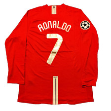 Size L - Manchester United 2008 UCL Final Home Shirt Long Sleeves - #7 RONALDO