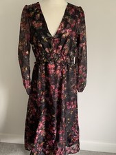 BNWT SIMPLY BE SIZE 10 FLORAL JACQUARD DRESS BLACK SPARKLE LAYERED RRP £65.