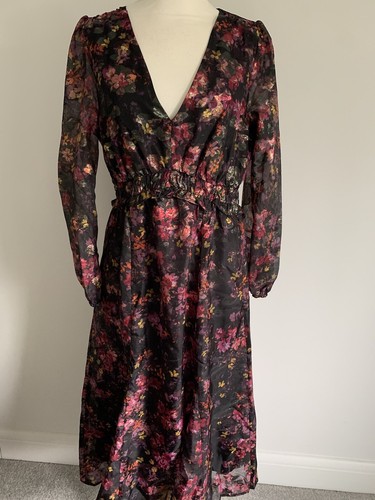 Floral dress black sparkle - black,