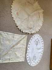 3 vintage embroidered traycloths