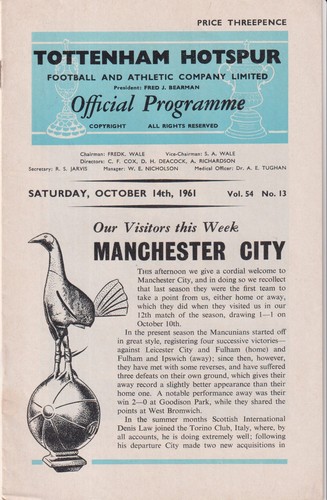 1961 tottenham hotspur - hotspur, v