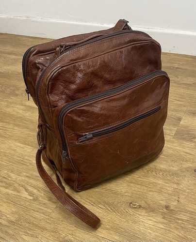 Vintage brown genuine - genuine, leather