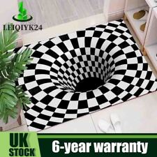 3D Vortex Illusion Carpet Black White Plaid Rugs 3D Visual Optical Floor Mat