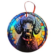 Black Standard Poodle Holographic Design Dog Ornament