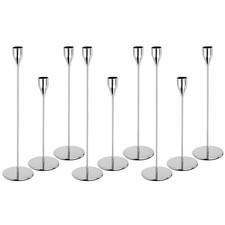 Silver Candlestick Taper Candle Holders Set of 9 for 3/4" Taper Candles