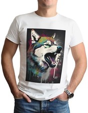 Wolf T-Shirt Dog Lover Pet Art Spray Paint Graphic Top Tee Gift Art T Shirt