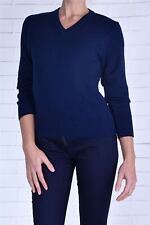Womens Jumper Navy Plain V-Neck Pullover Sweater Soft Knitwear Balmoral Vee