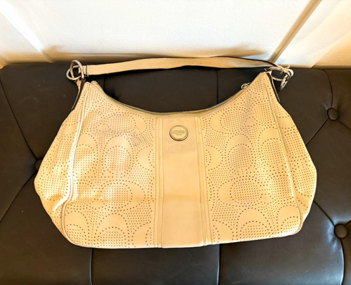 Coach white leather logo hobo - leather,