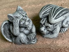 2 x gargoyle concrete statues