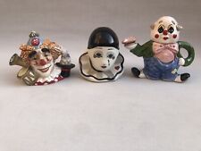 2 x Leonardo Ceramic Novelty Clown Teapots + Pierrot Clown Ceramic Lamp Base GC
