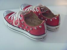 GENUINE WOMENS STUD EMBELLISHED RED CONVERSE CRYSTAL STUDDED LOW BLING PUMP UK 6