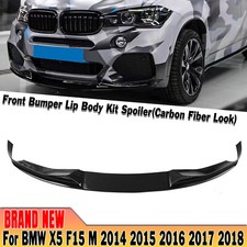 1Set Front Bumper Spoiler Lip For BMW X5 F15 M Sport 2014-2018 Carbon Fiber Look