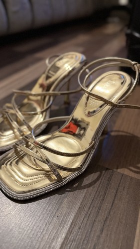 Gold crossover stiletto heels - crossover,