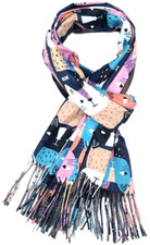 Cat Scarf Ladies Navy Blue