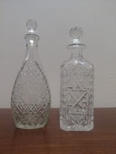 2 CUT GLASS DECANTER WITH