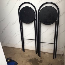 1 X Pair(2) Habitat Metal High Stools With Black Mdf Seat