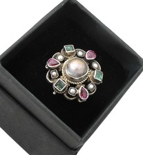 Gorgeous antique silver gem-set Austro-Hungarian ring c1880
