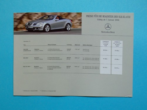 Brochure price list mercedes - brochure/price,