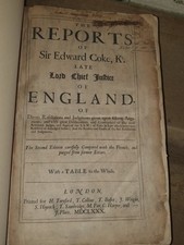 1680 THE REPORTS OF SIR EDWARD COKE CHIEF JUSTICE OF ENGLAND LAW LEGAL COKE'S