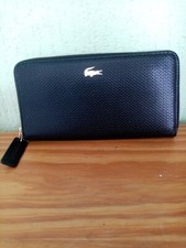 NEW LACOSTE PURSE WALLET CARD /COIN HOLDER IN BLACK WITH GOLD COLOUR ZIP