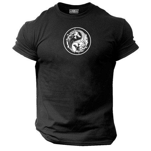 Yin yang dragon shirt gym - yin,