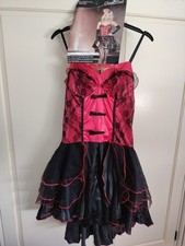 Moulin Rouge Burlesque Dress & feather Headdress Size Medium New - A150