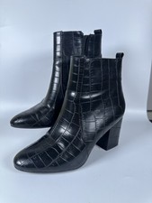 Black Croc High Heel Ankle